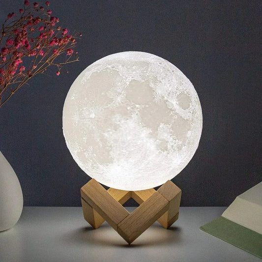LED Moon Lamp 8cm Starry Night Light with Stand - Kids Gift